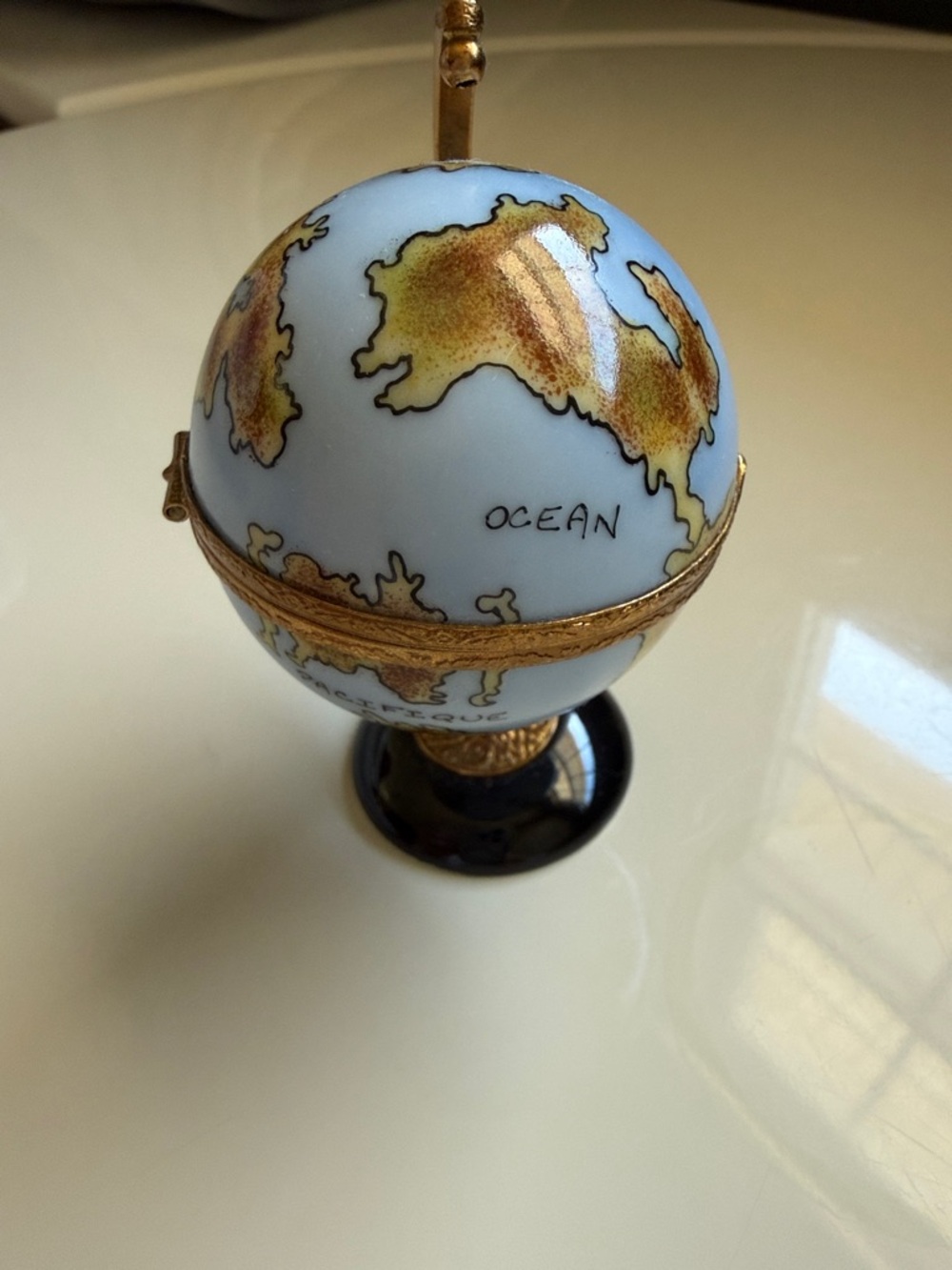Limoges Light Blue and Gold Globe Trinket Box